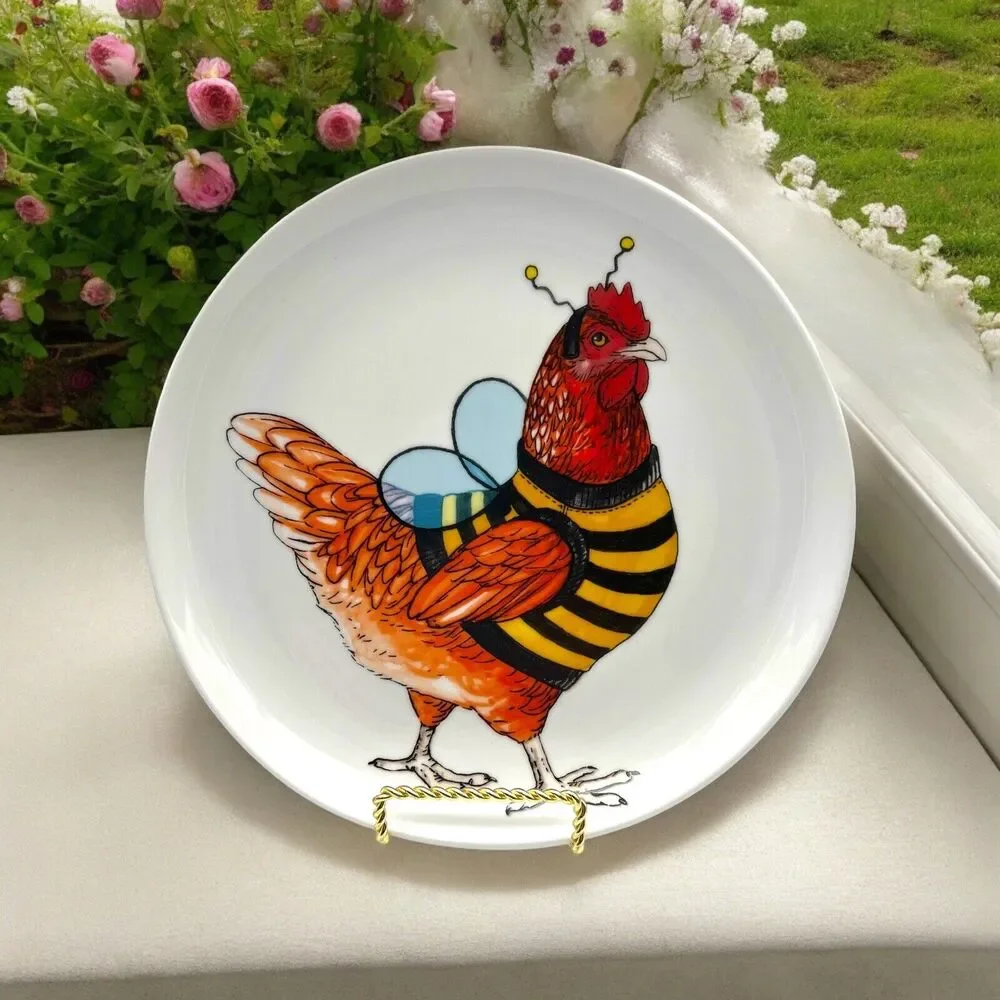NEW West Elm Rachel Kozlowski Dapper Animal Plate Costume Halloween Chicken Bee